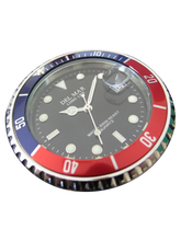 Close-up of the Del Mar Watches Men's Classic Coronado Black Face, Blue & Red Bezel Watch #50127