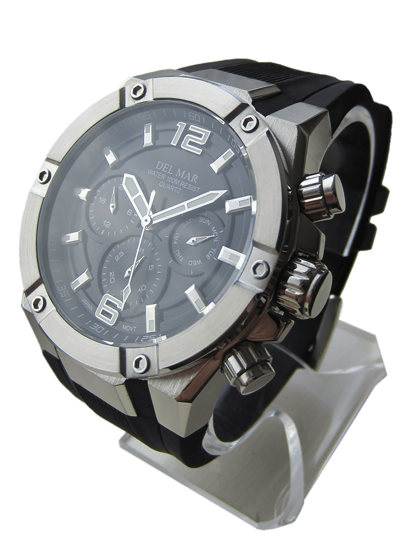 Del Mar 3-Eye Multi-Function Sport Watch – Black Dial