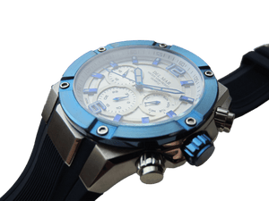 Men's White Dial & Blue Bezel Multi-function Watch - #50395