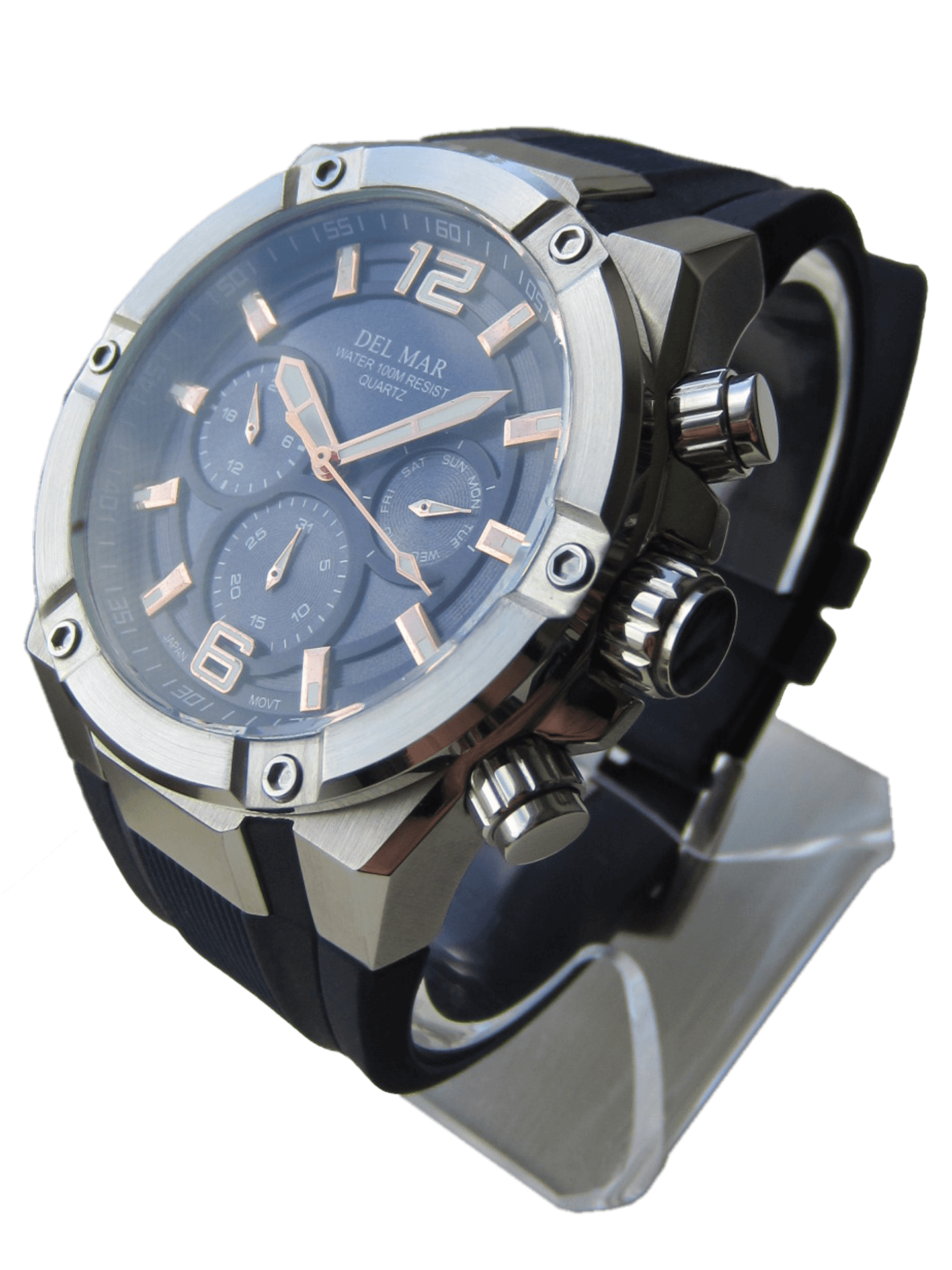 Del Mar 3-Eye Multi-Function Sport Watch – Blue Dial