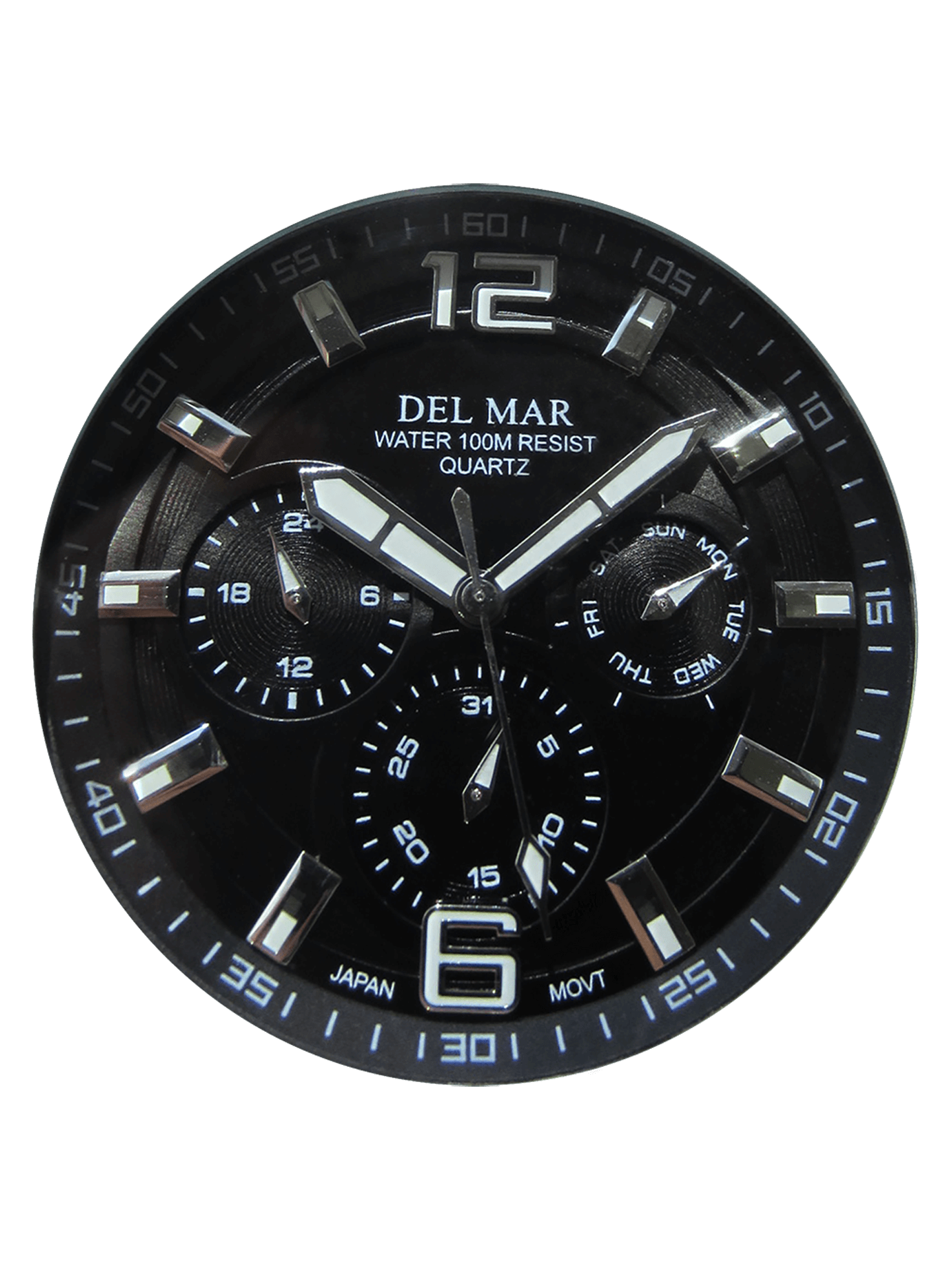 Del Mar 3-Eye Multi-Function Sport Watch – Black Dial
