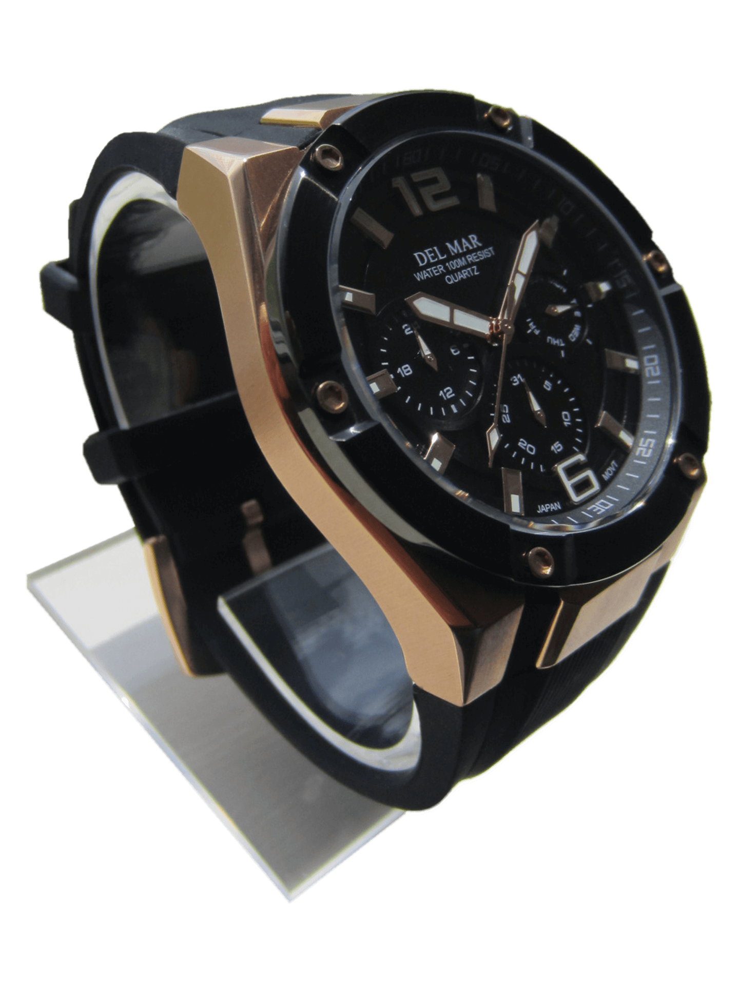 Del Mar 3-Eye Multi-Function Sport Watch - Black Dial