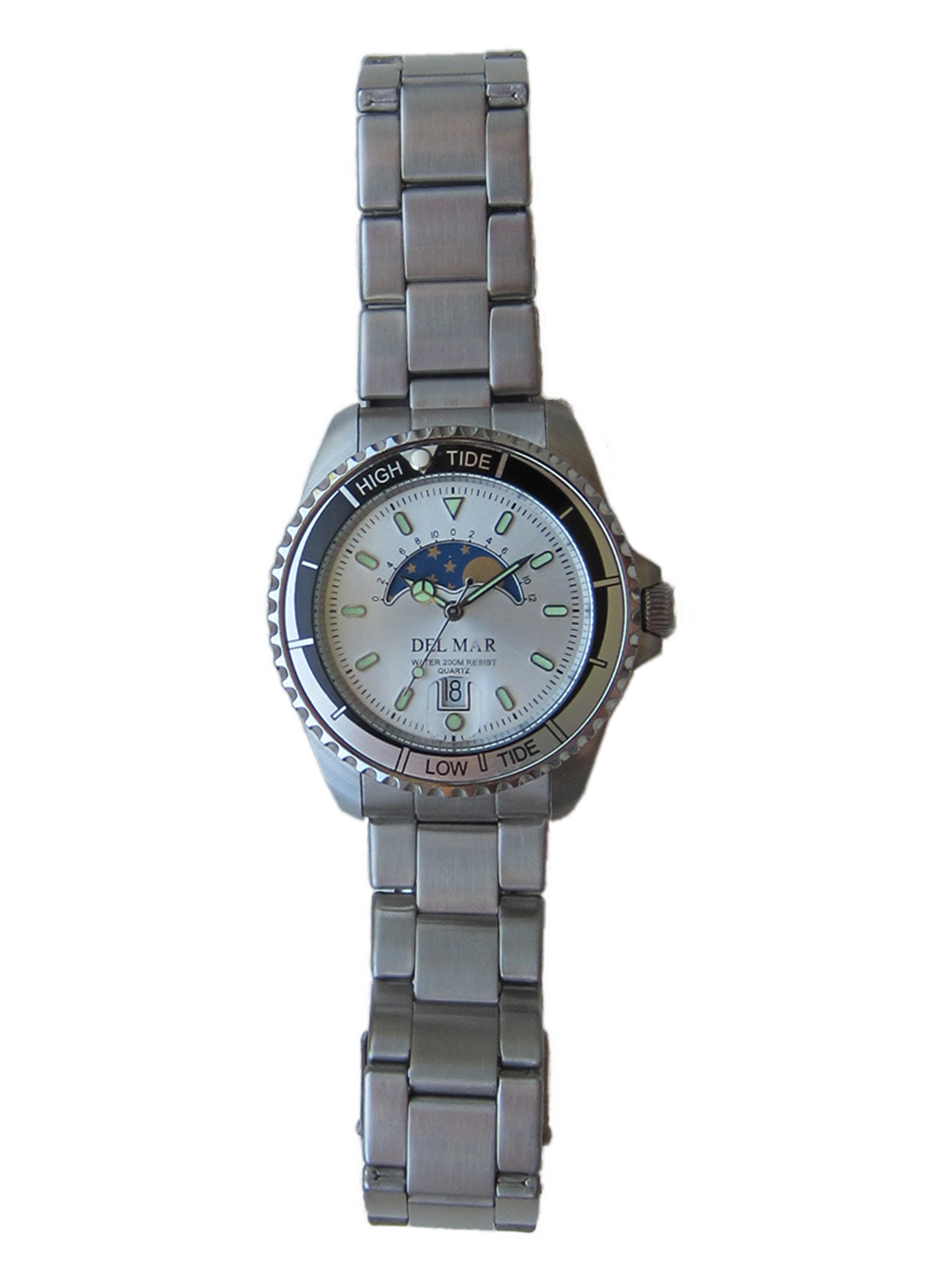 Nautical Analog Tide Watch – Stainless Steel Band & Case – White Dial | Model 50400