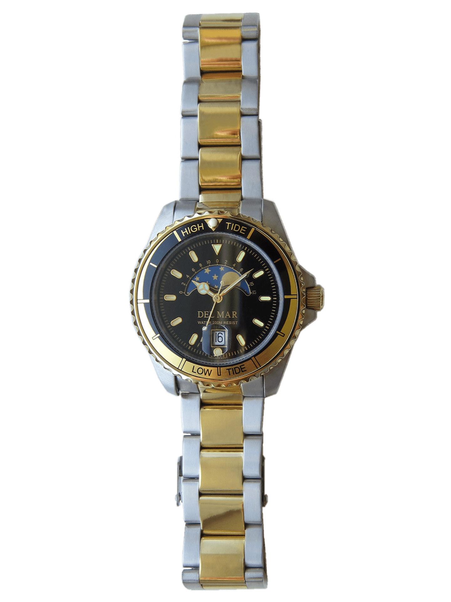 Del Mar Tide Watch – Black Dial / Two-Tone Stainless Steel Bracelet #50207