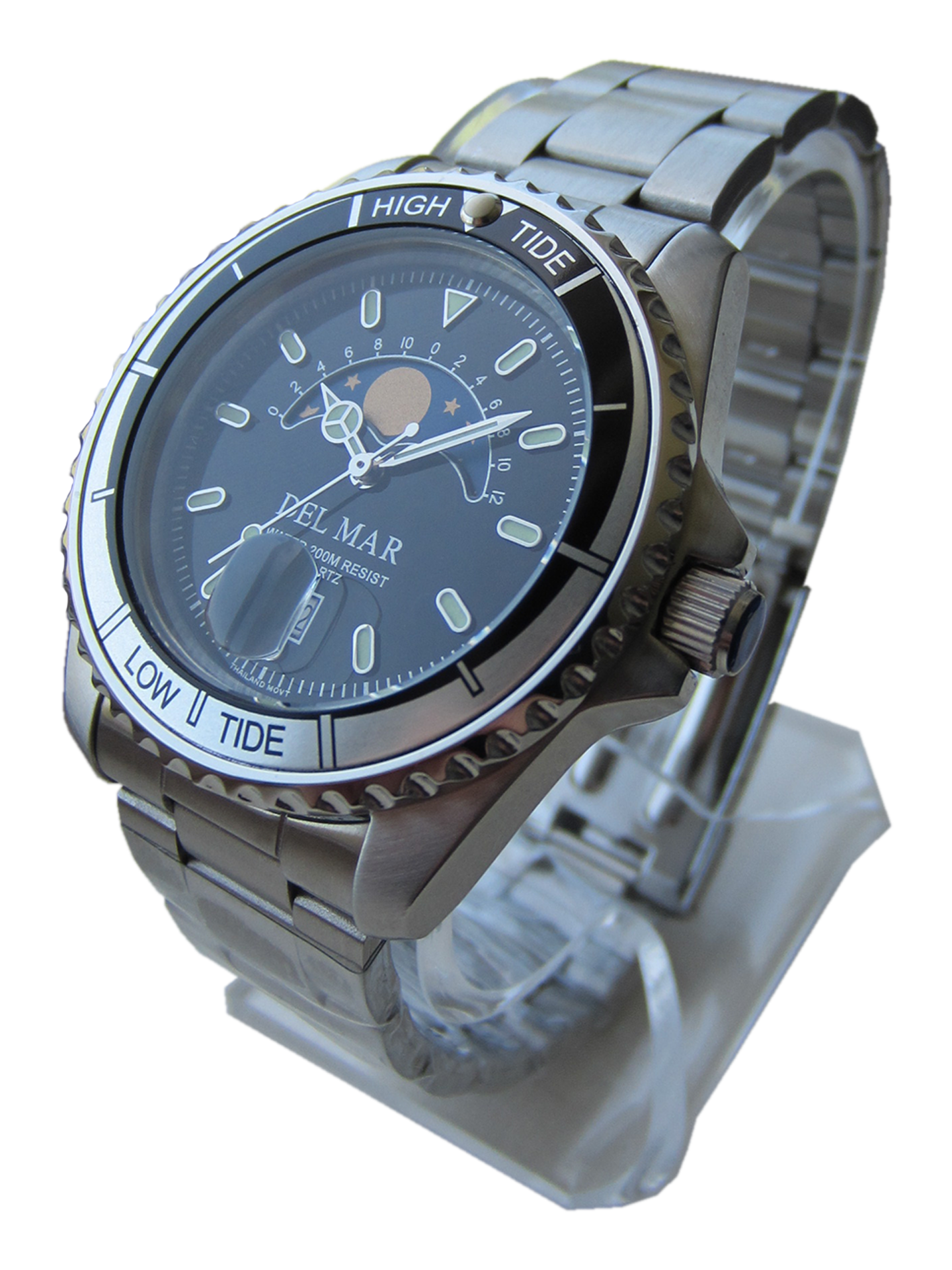 Del Mar Tide Watch – Black Dial / Stainless Steel Bracelet #50205