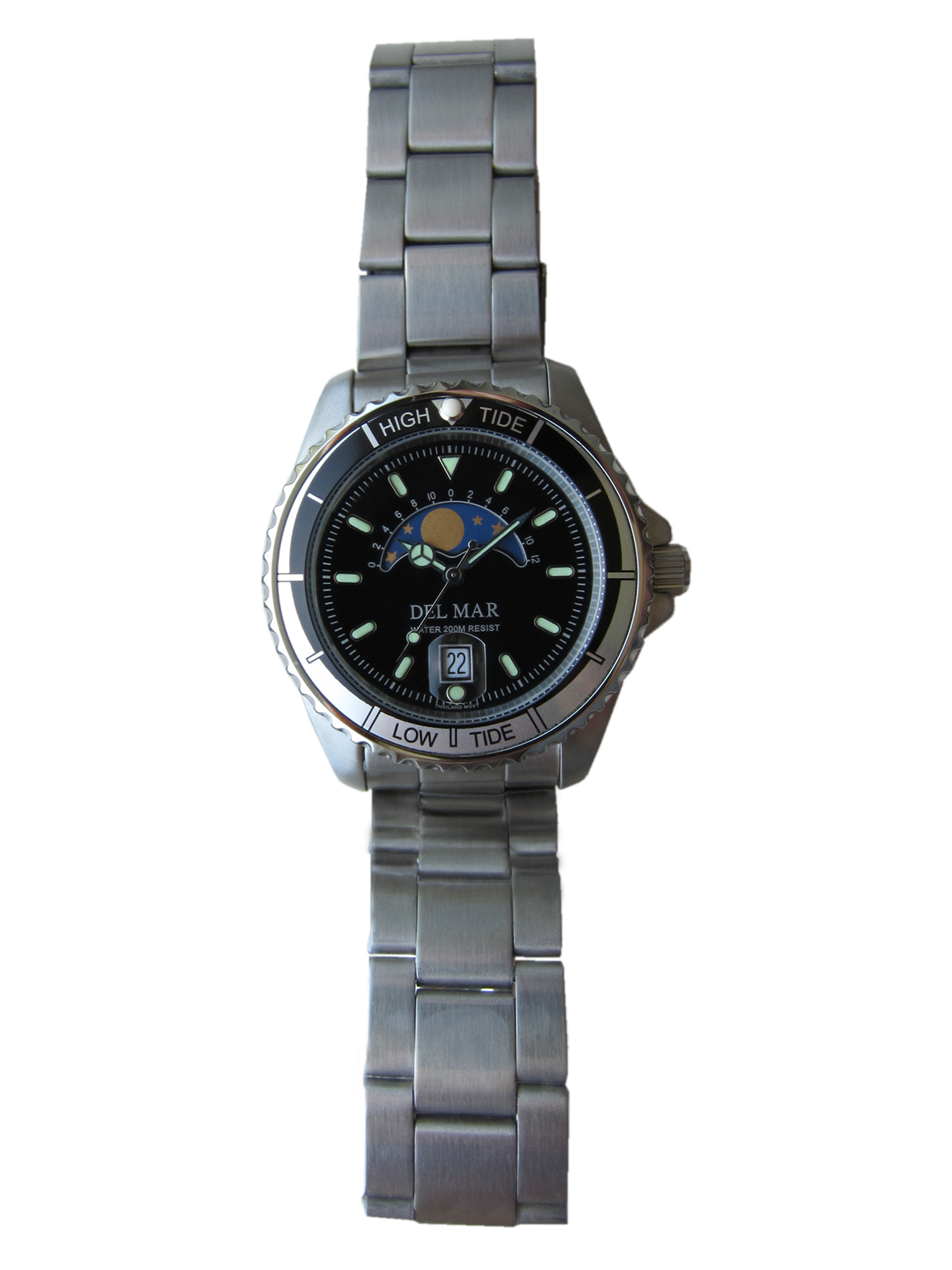 Del Mar Tide Watch – Black Dial / Stainless Steel Bracelet #50205