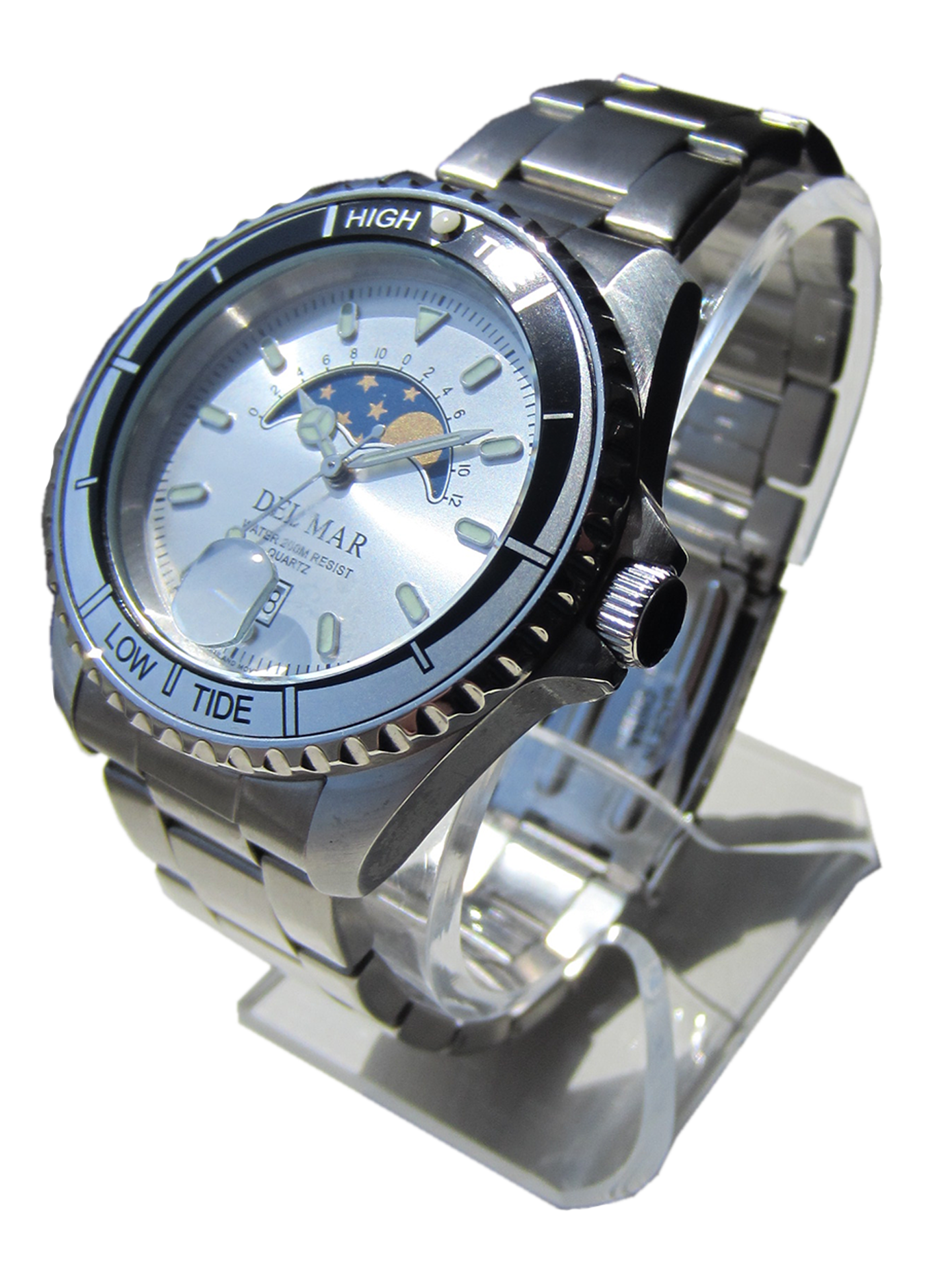 Nautical Analog Tide Watch – Stainless Steel Band & Case – White Dial | Model 50400