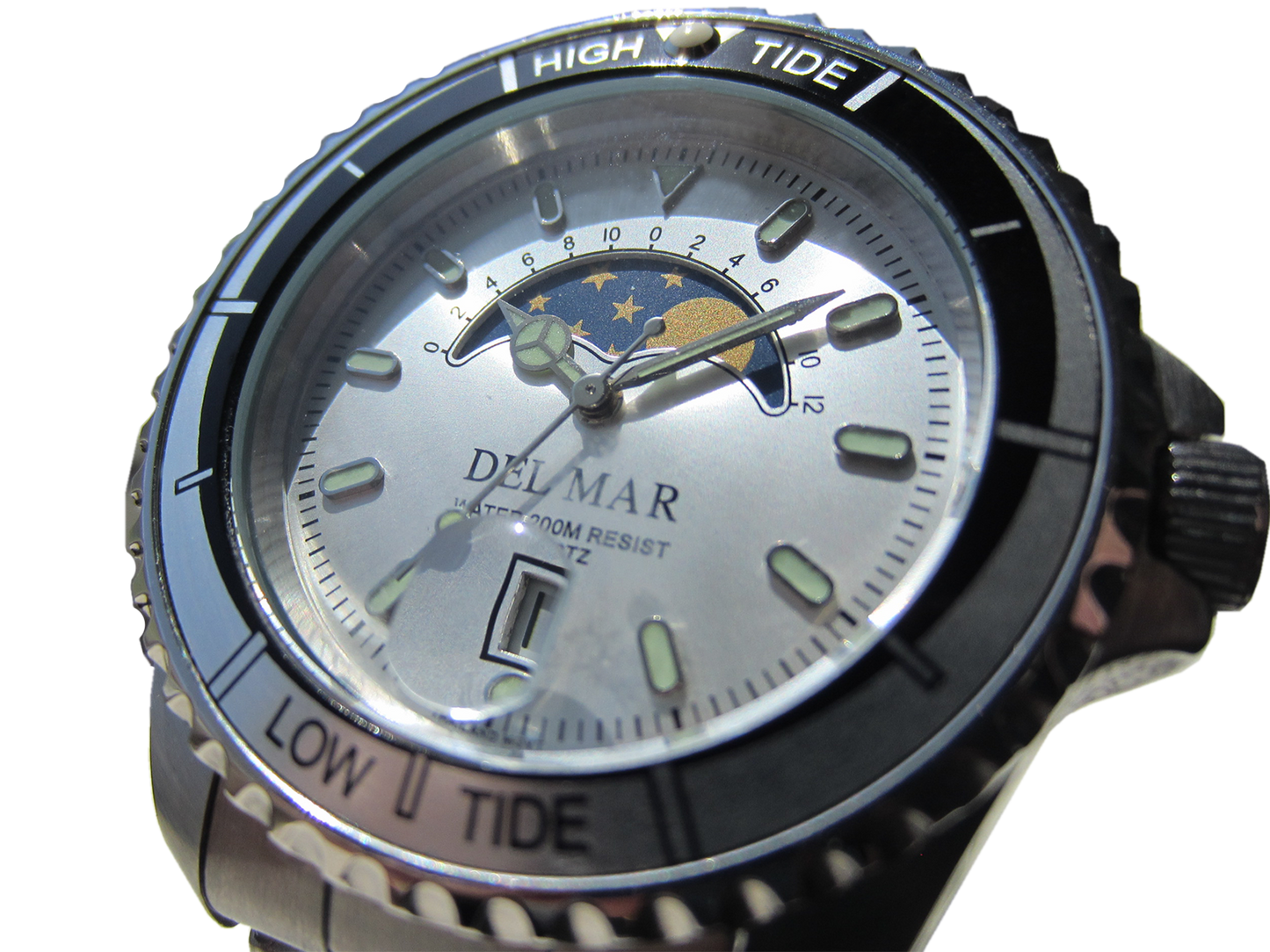 Nautical Analog Tide Watch – Stainless Steel Band & Case – White Dial | Model 50400