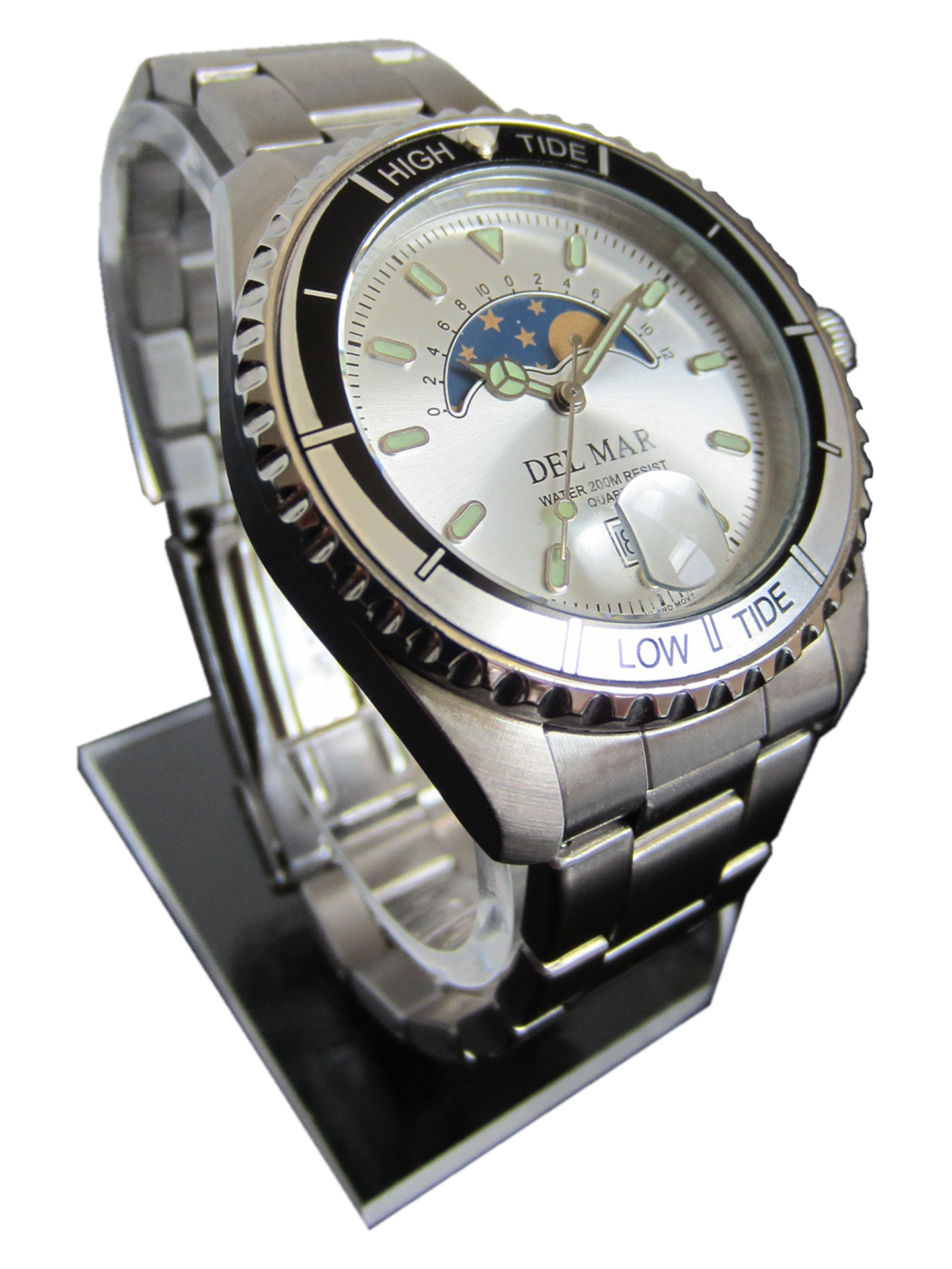 Nautical Analog Tide Watch – Stainless Steel Band & Case – White Dial | Model 50400