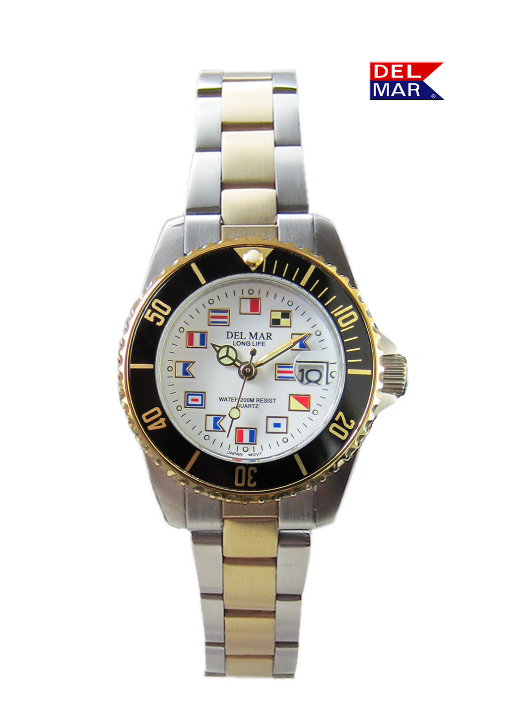 Ladies Long Life Classic Nautical Two-Tone Bracelet Watch #50122