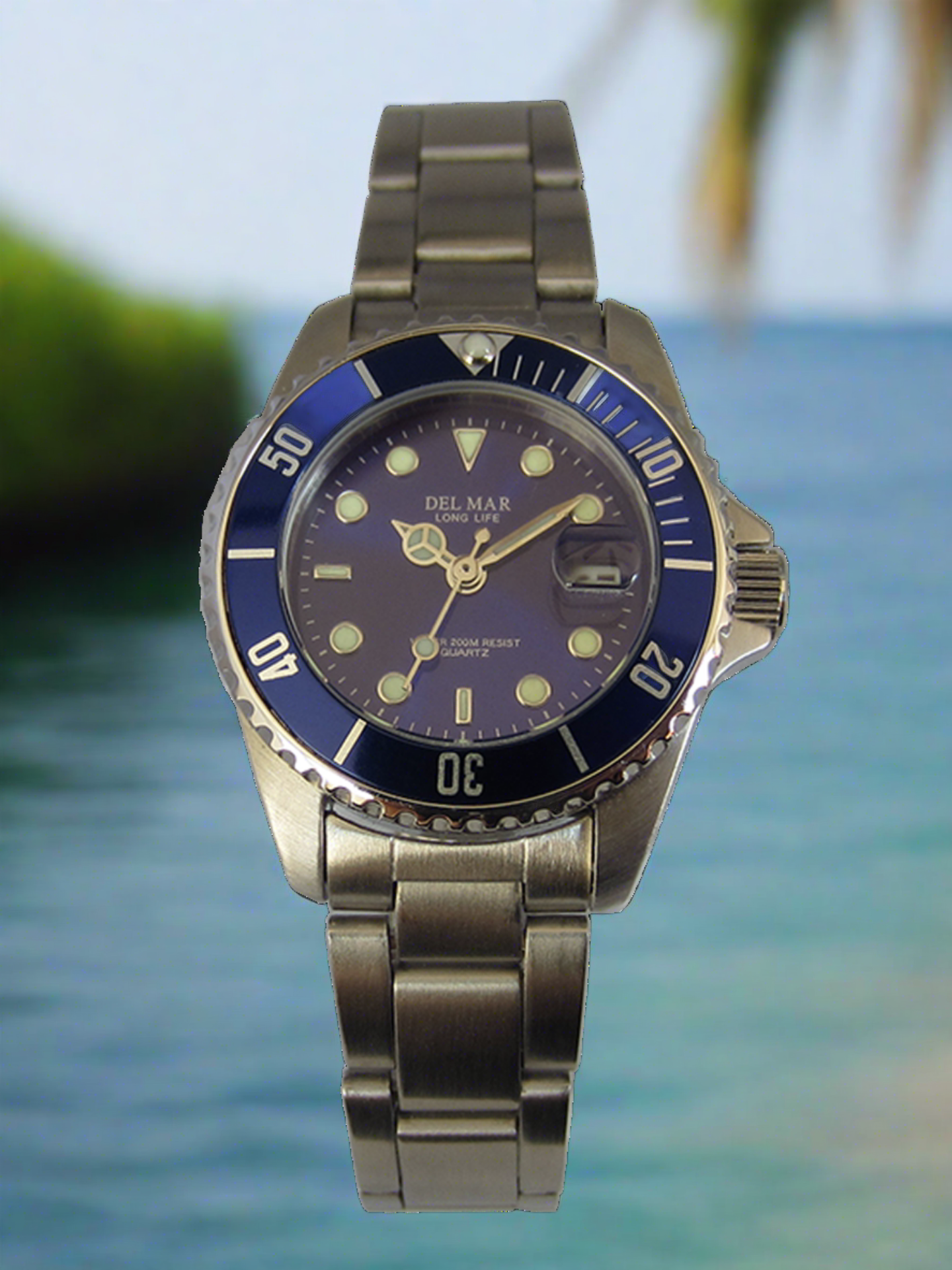 Del Mar Coronado His & Hers Blue Dial Watch Set | Classic Stainless Steel