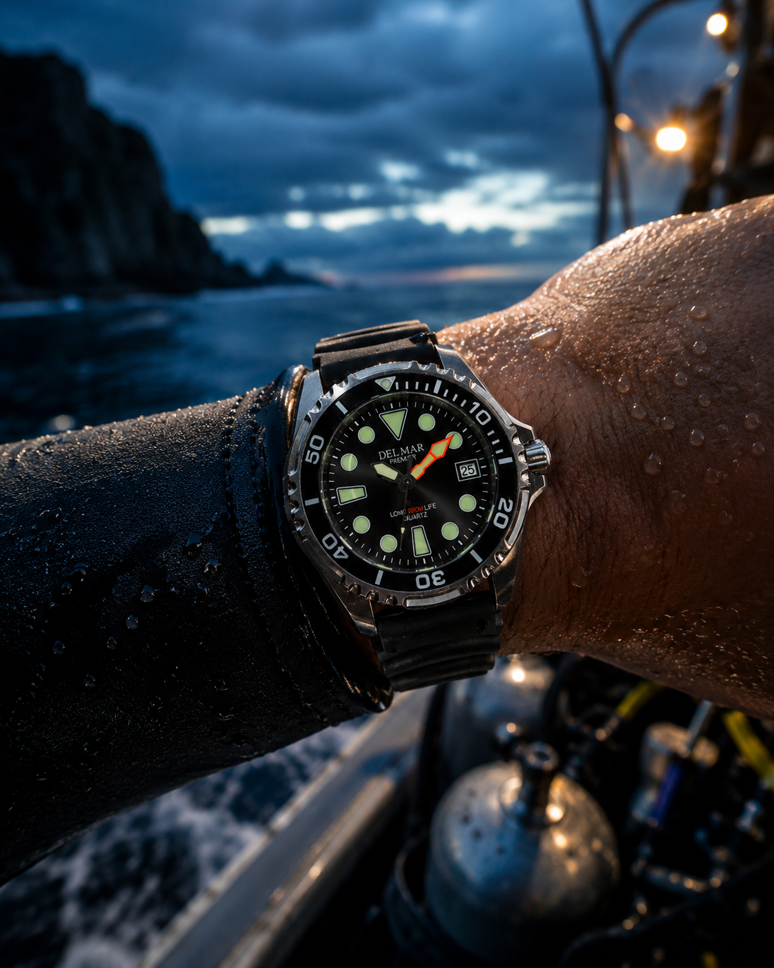 Del Mar Pro Dive 500M Black Dial Black Strap Watch 50417