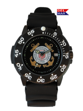 U.S. Coast Guard watch featuring official insignia with Black Strap Band