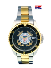 U.S. Coast Guard watch featuring official insignia with Two-Tone Bracelet