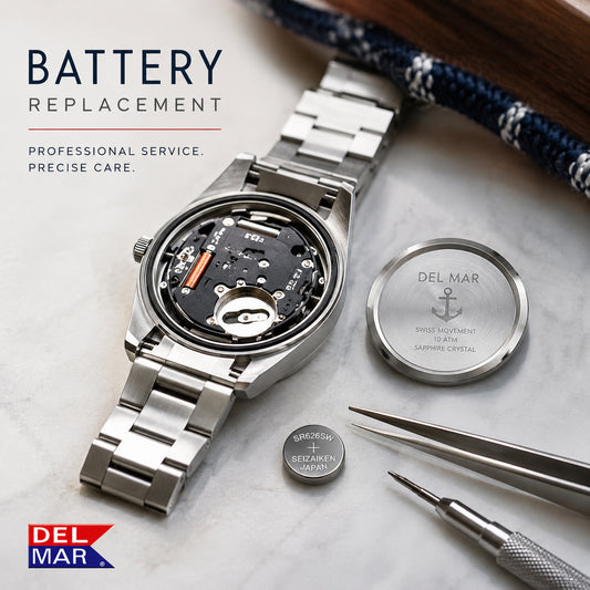 Keep your Del Mar watch running reliably with genuine replacement watch batteries. 