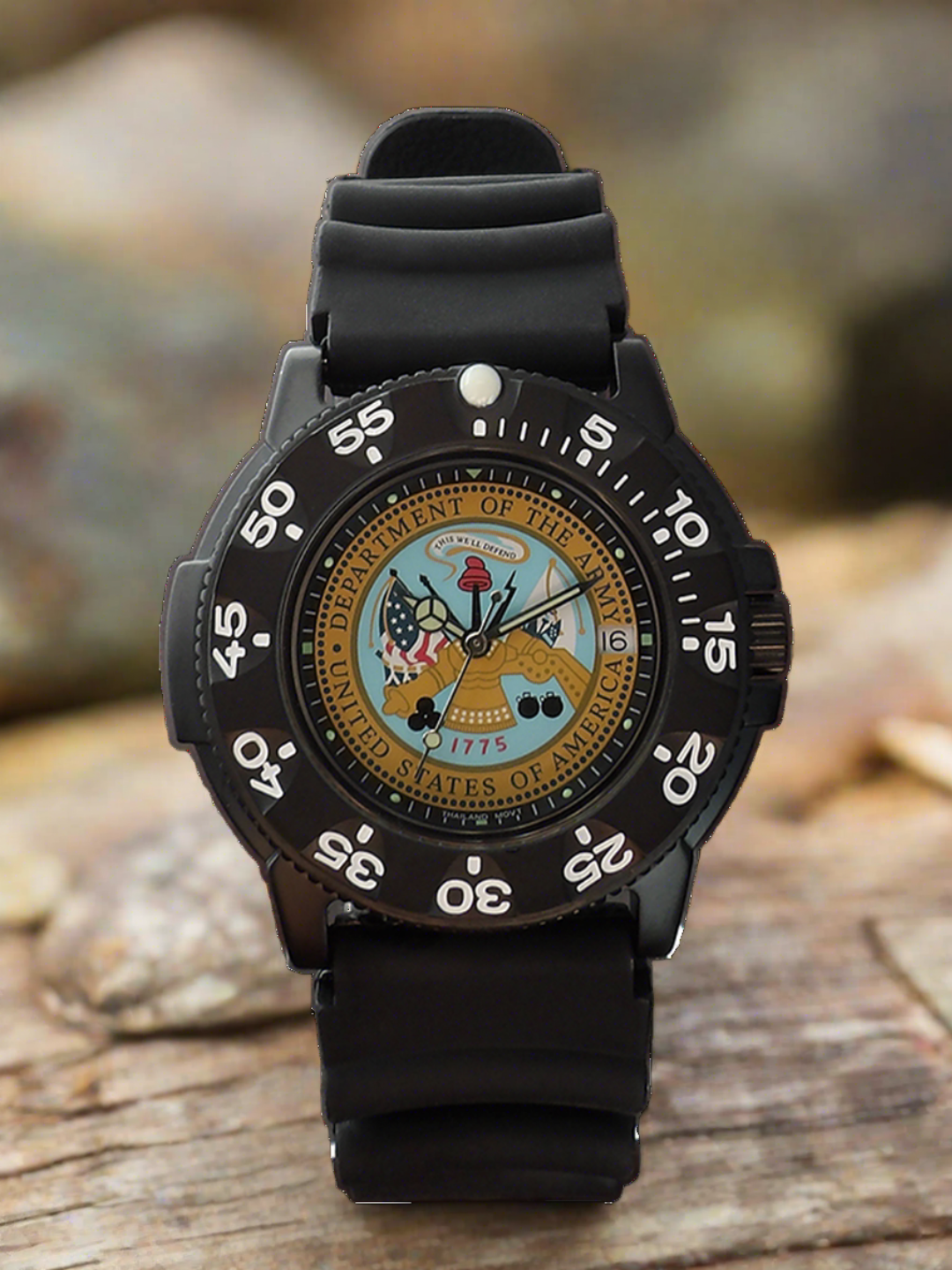 Del Mar Men's Army Military Watch, Stainless Steel Case, Black Strap