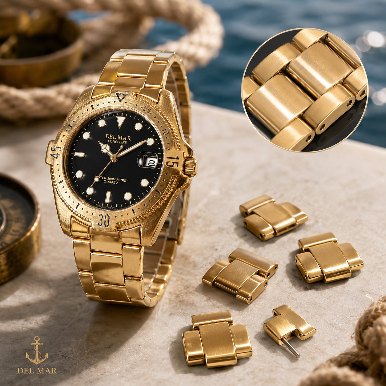 Del Mar Watches Gold-Plated Watch Band Links