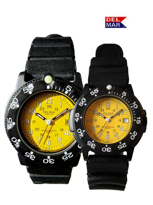 Del Mar Sand Key His & Hers Yellow Dial Watch Set | 200M Water Resistant