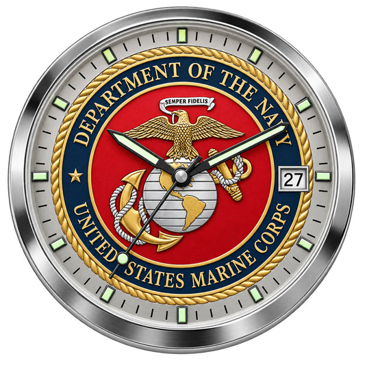 Honor the U.S. Marine Corps with a Del Mar Military watch featuring official insignia, 200M water resistance, and stainless steel or strap options. Built for everyday wear.
