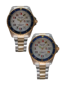 Men’s Long Life Nautical Two-Tone White Blue Bezel Watch #50256