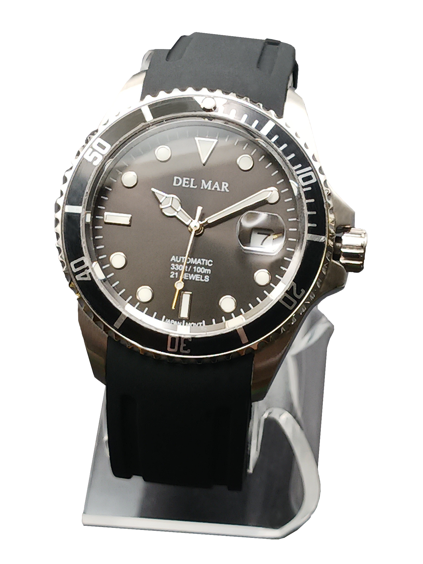 Del Mar Premier Automatic – Black Dial / Black Strap – Model 50411  ✨ TOP LINE