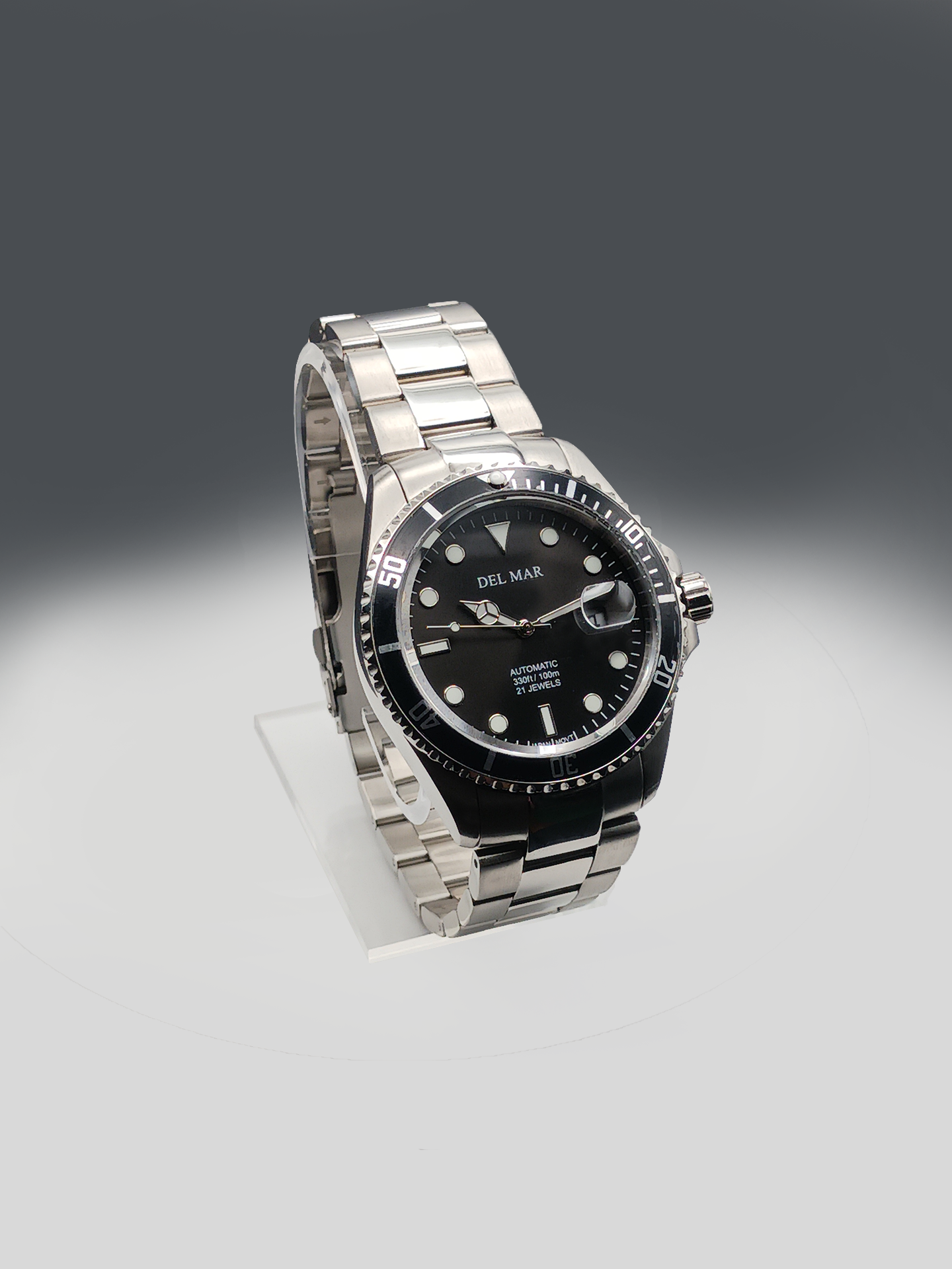 Del Mar Premier Automatic – Black Dial / Stainless Steel Bracelet – Model 50390