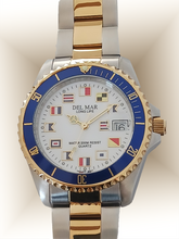 Men’s Long Life Nautical Two-Tone White Blue Bezel Watch #50256
