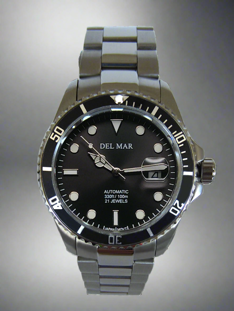 Del Mar Premier Automatic – Black Dial / Stainless Steel Bracelet – Model 50390
