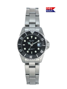 Ladies silver watch clearance black face