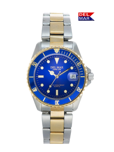 Men's Long Life Classic Coronado Blue Face & Bezel T/T Watch #50119