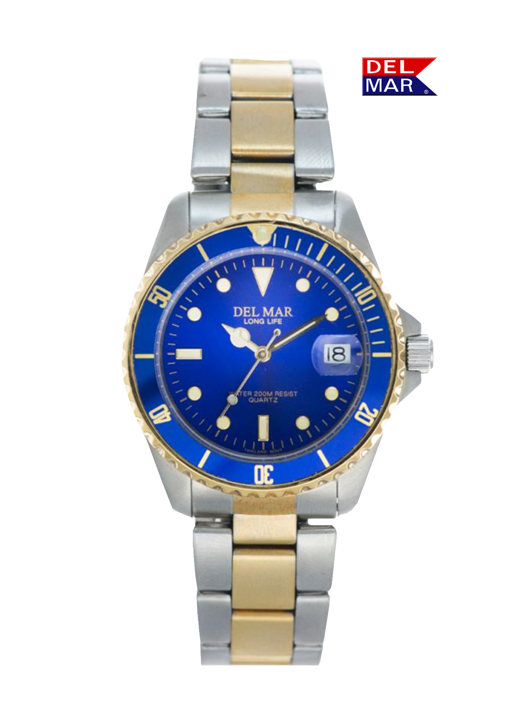 Men's Long Life Classic Coronado Blue Face & Bezel T/T Watch #50119