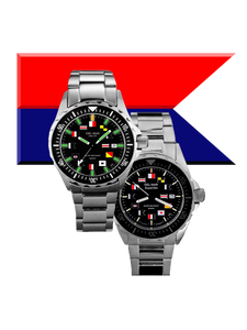 Men's Sportsman's Watch Super Glo Black Nautical Flags #50234