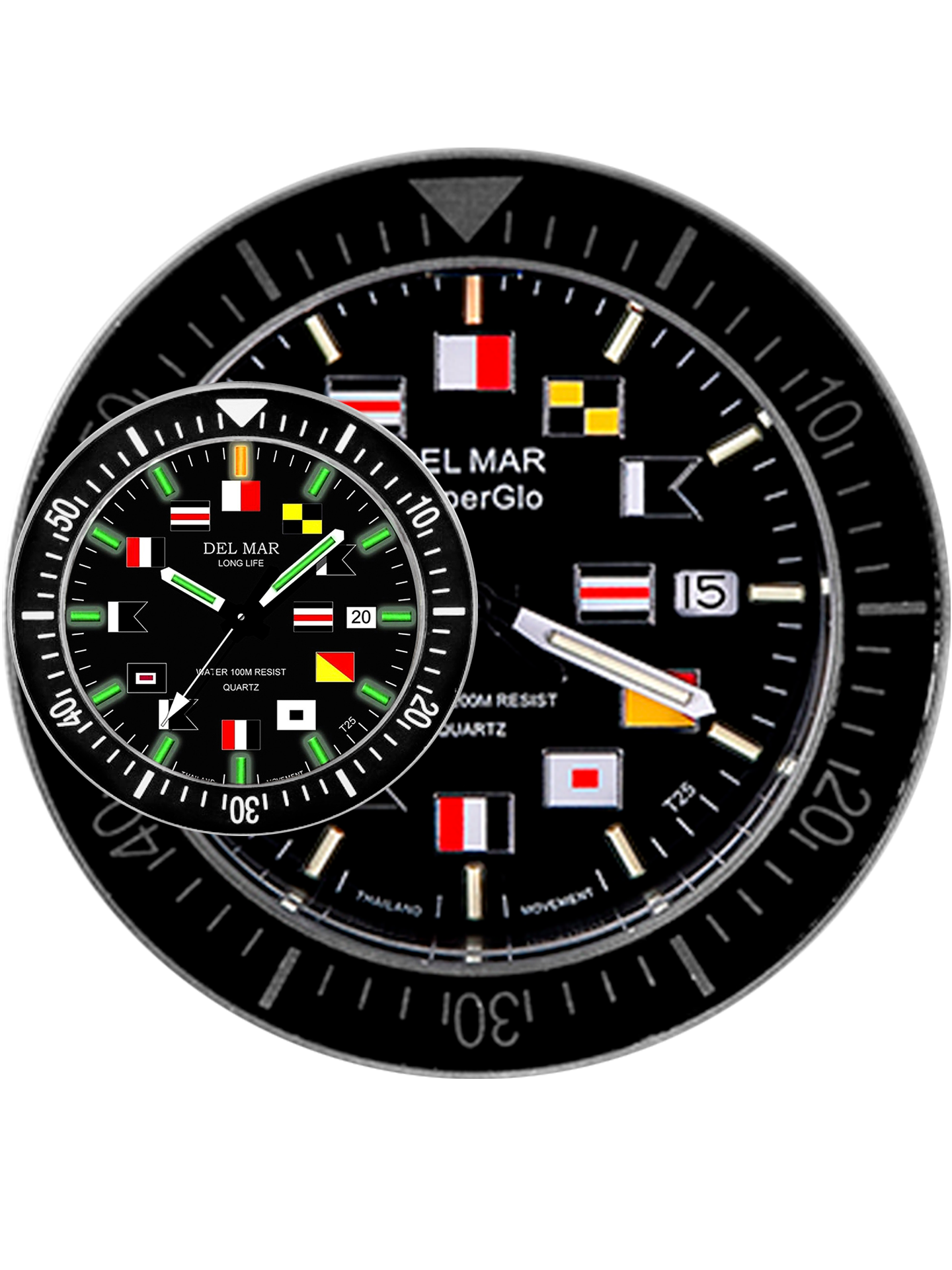 Del Mar SuperGlo 200 – Black Nautical Dial Watch – 200M