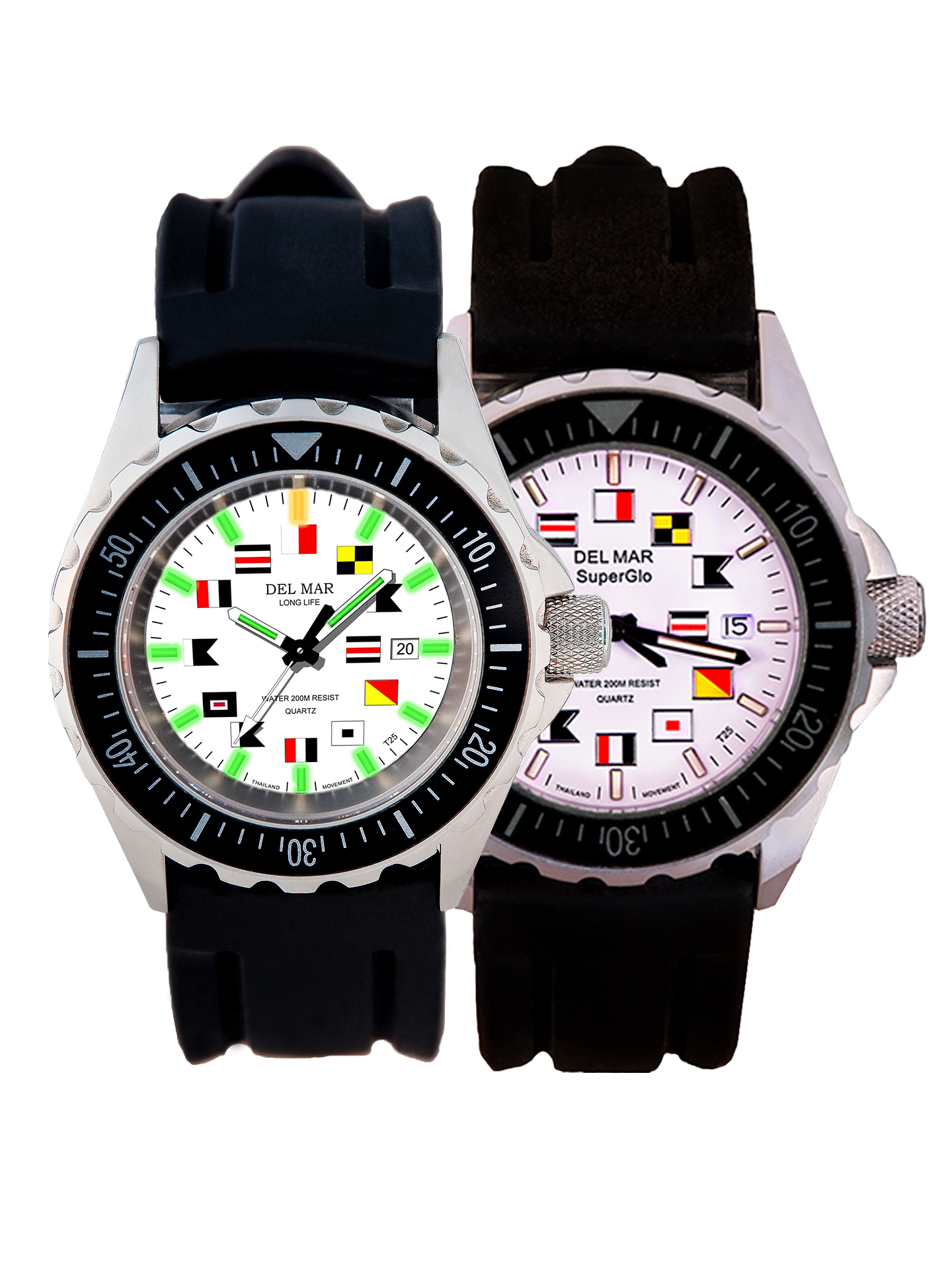 Del Mar SuperGlo 200 – White Nautical Dial Sport Strap Watch – 200M #50236