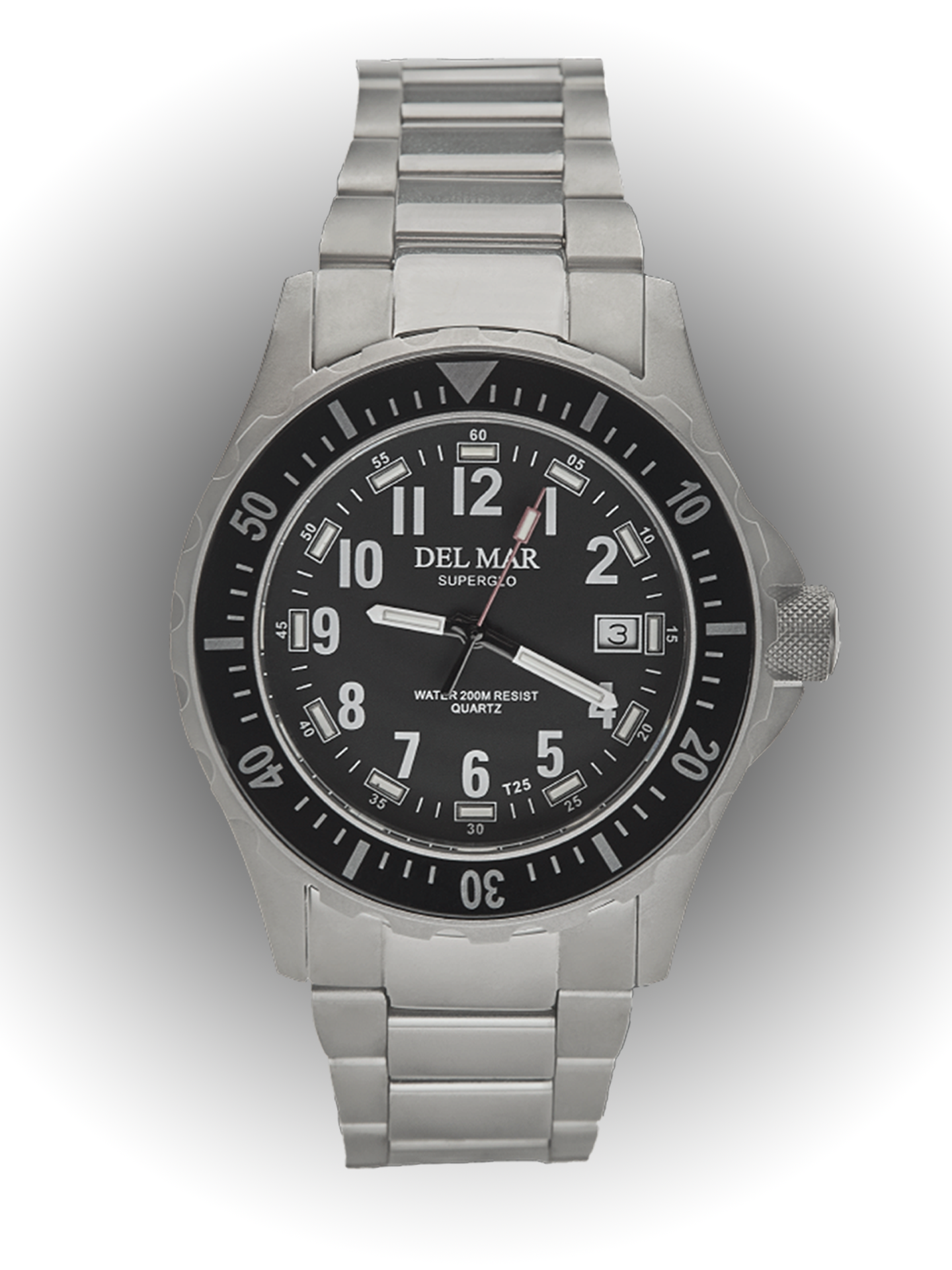 Del Mar SuperGlo 200 – Black Dial Watch – 200M