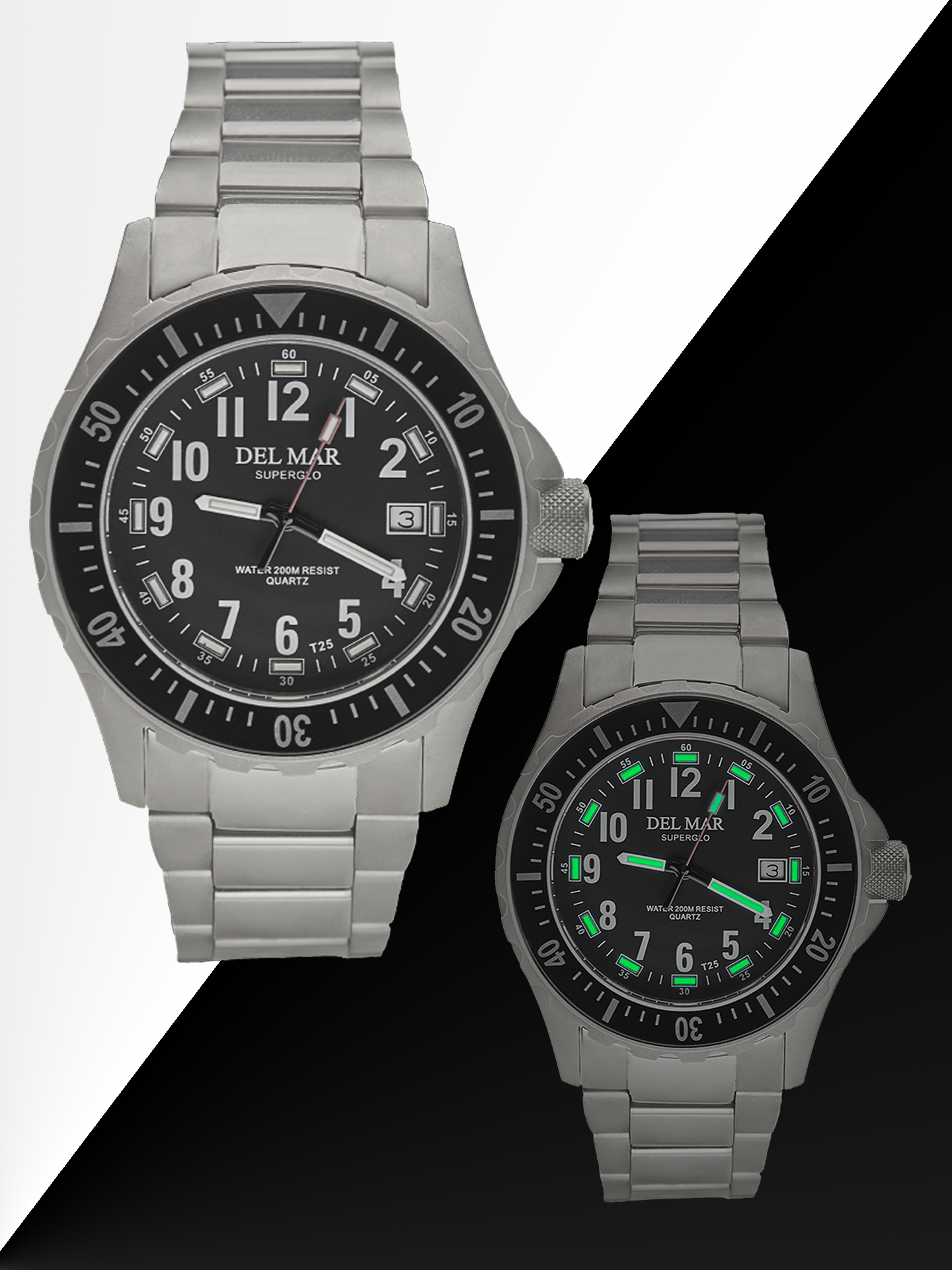 Del Mar SuperGlo 200 – Black Dial Watch – 200M