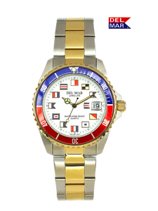 Men's Long Life Nautical Blue & Red Bezel Watch #50258