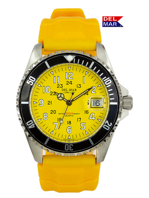 Del Mar Watches Men's and Youth Sportstrap: Yellow Face with numbers, 200M Watch #50267