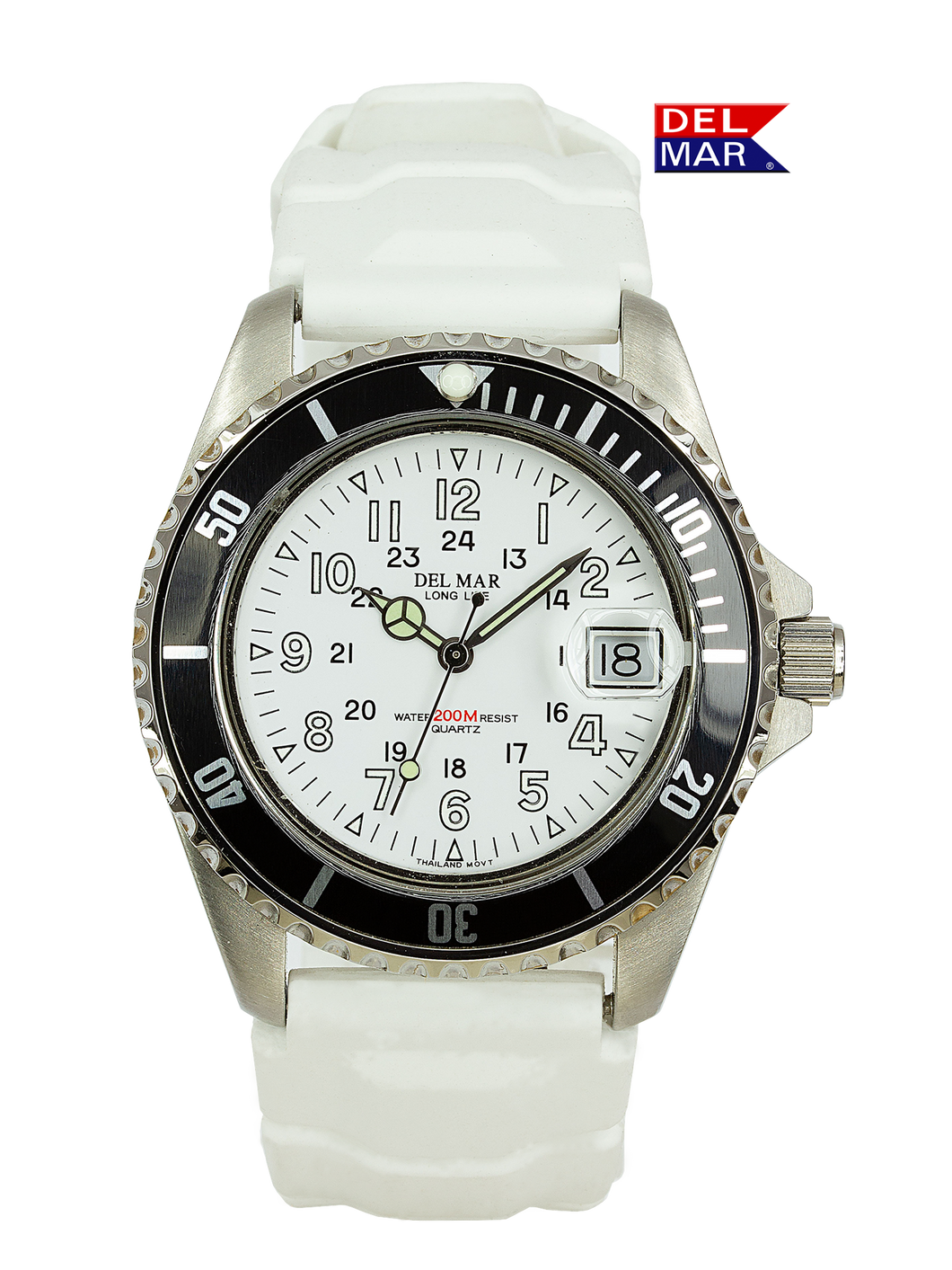 Del Mar Watches Men's Sportstrap: White Dial, 200M Water Resistant Watch #50268