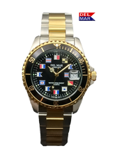 Men’s Long Life Nautical Bracelet Two-Tone Black Face Watch #50408