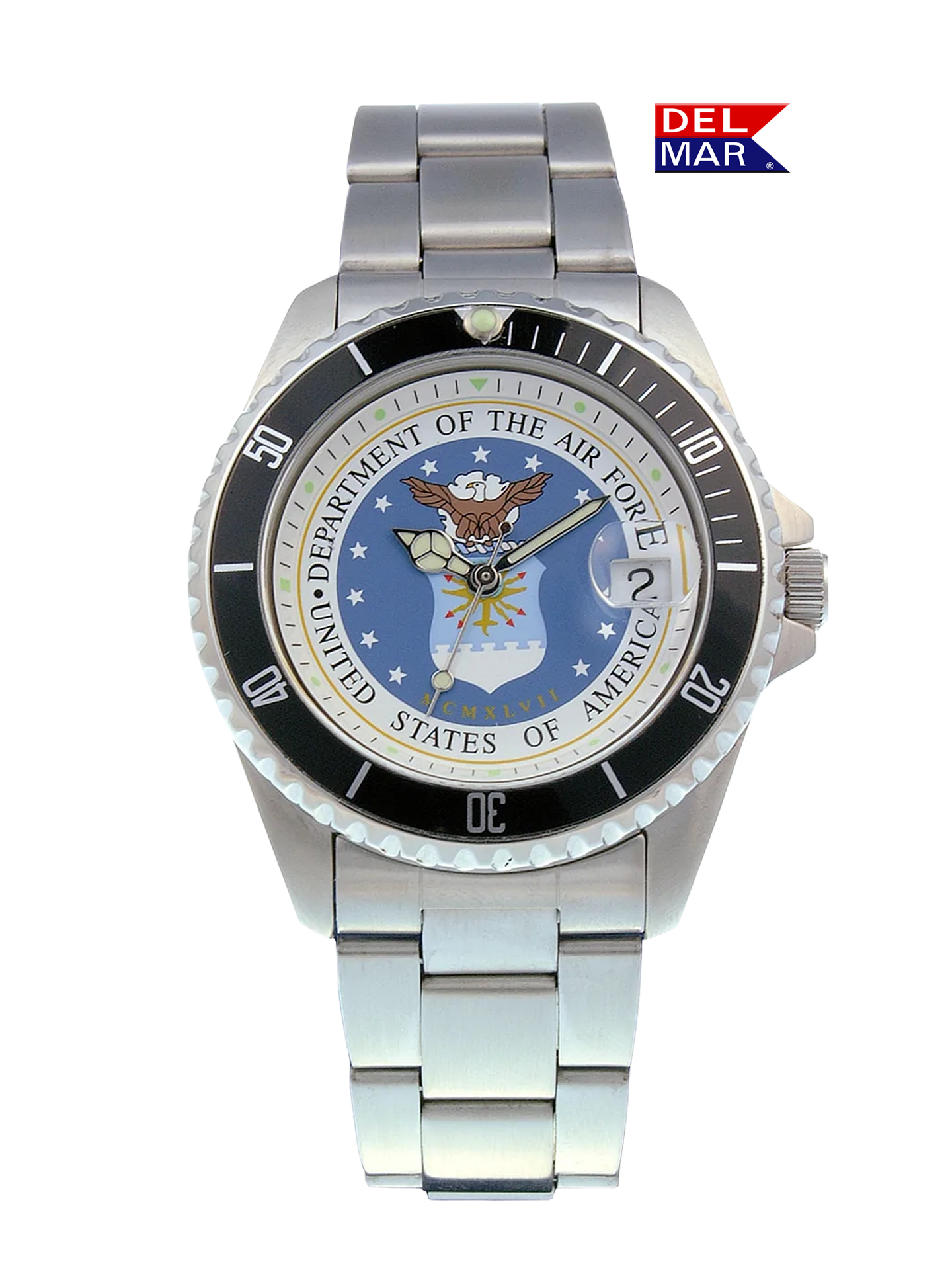 Del Mar Watches Men's Air Force Military Watch - Stainless Steel Bracelet #50445
