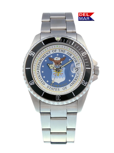 Del Mar Watches Men's Air Force Military Watch - Stainless Steel Bracelet #50445