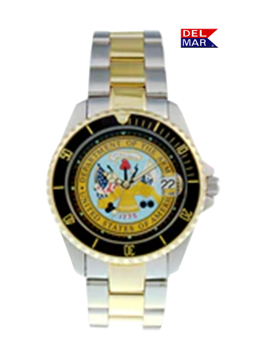 Del Mar Watches Men's Army Military Watch - Two Tone Bracelet #50447