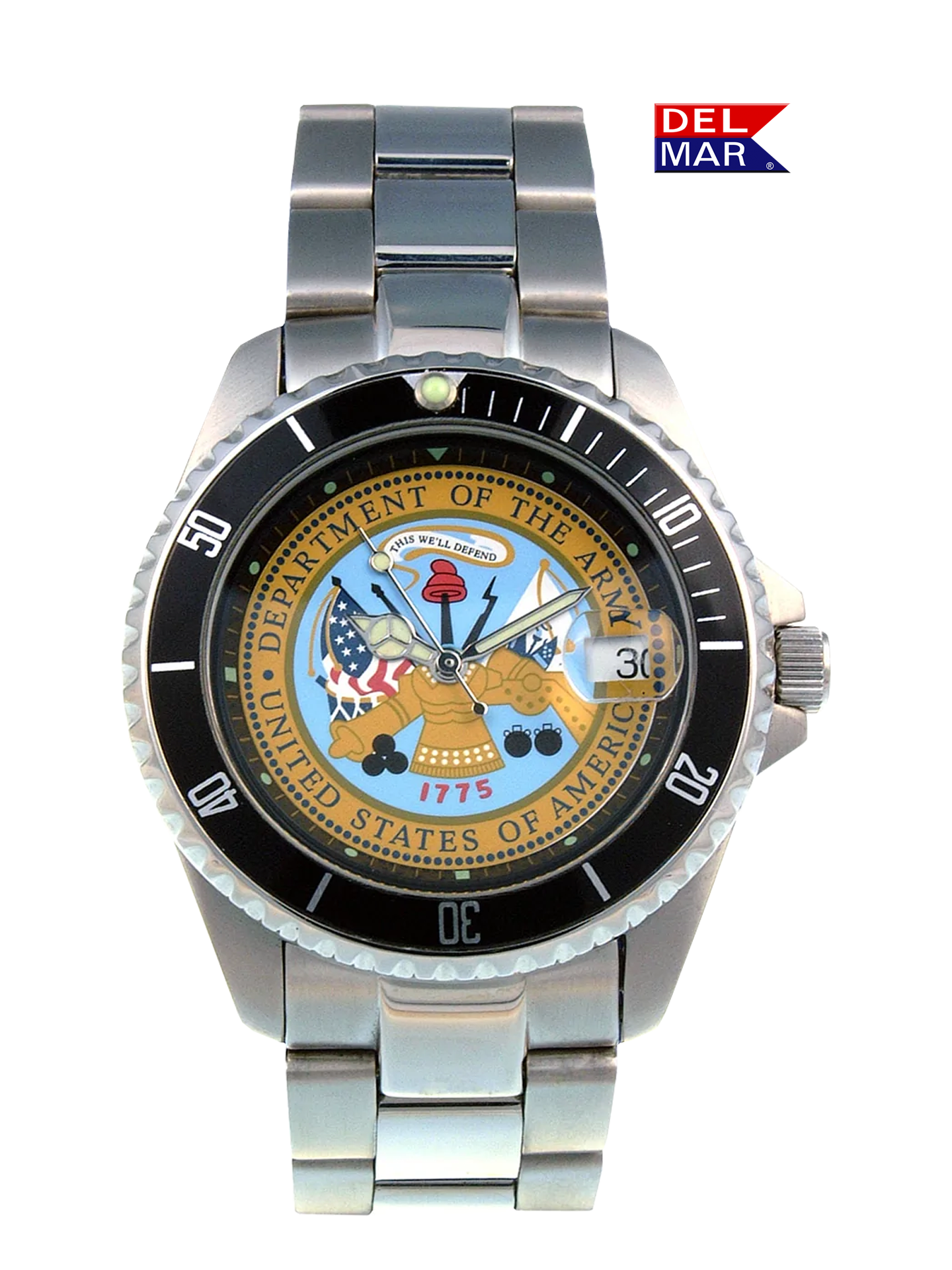 Del Mar Watches Men's Army Military Watch - Stainless Steel Bracelet #50448