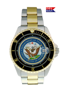 Men's Navy Military Watch - Two Tone Bracelet #50493