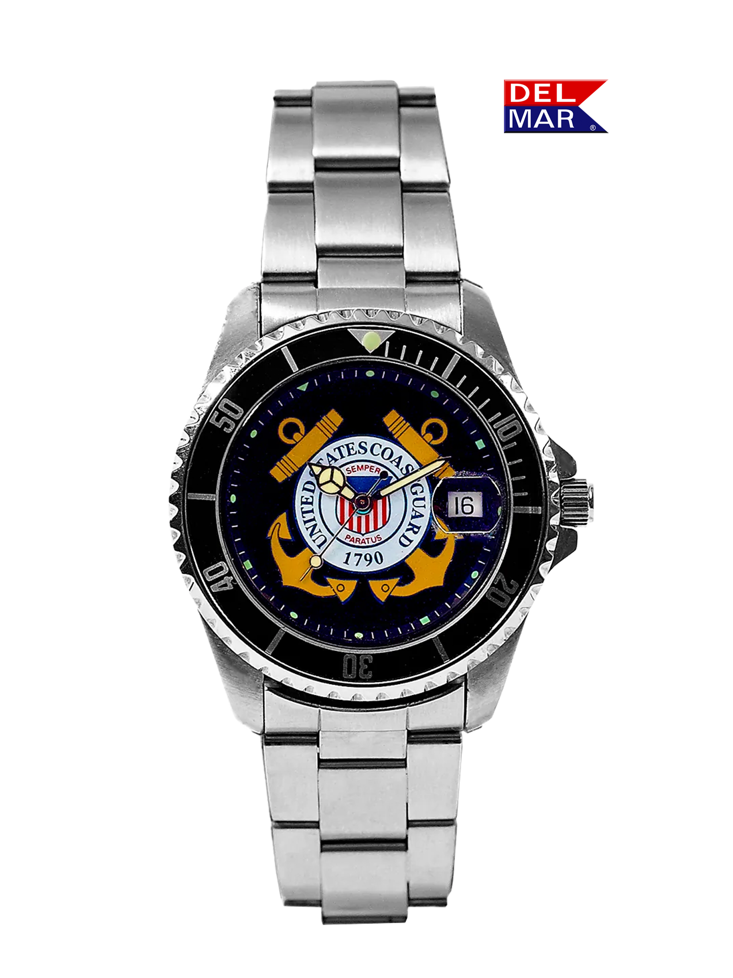 Del Mar Watches Men's Coast Guard Military Watch - Stainless Steel Bracelet #50498