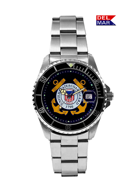 Del Mar Watches Men's Coast Guard Military Watch - Stainless Steel Bracelet #50498