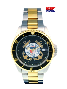 Men's Coast Guard Military Watch - Two Tone Bracelet #50499