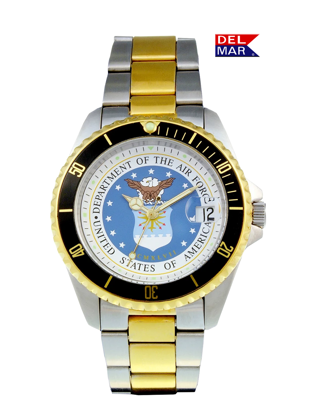 Men's Air Force Military Watch - Two Tone Bracelet #50501