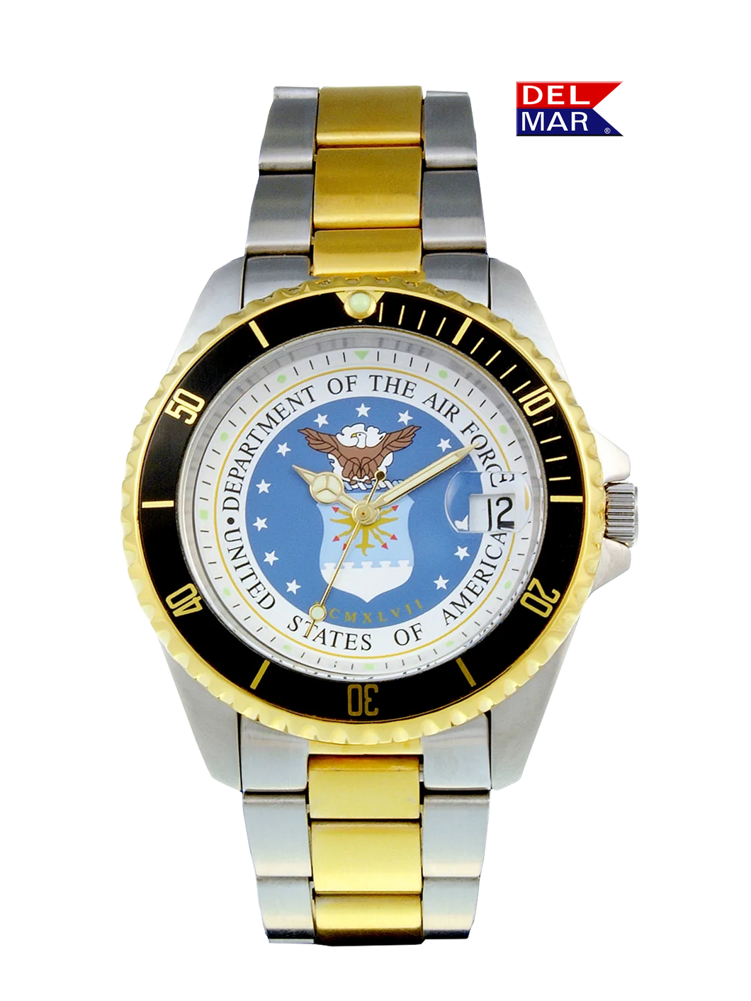 Men s Air Force Military Watch Two Tone Bracelet 50501 Del
